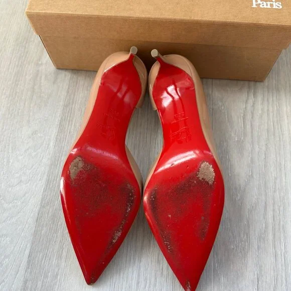 Christian Louboutin D'orsay Patent Nude Iriza 70mm Heels - Picture 9 of 9